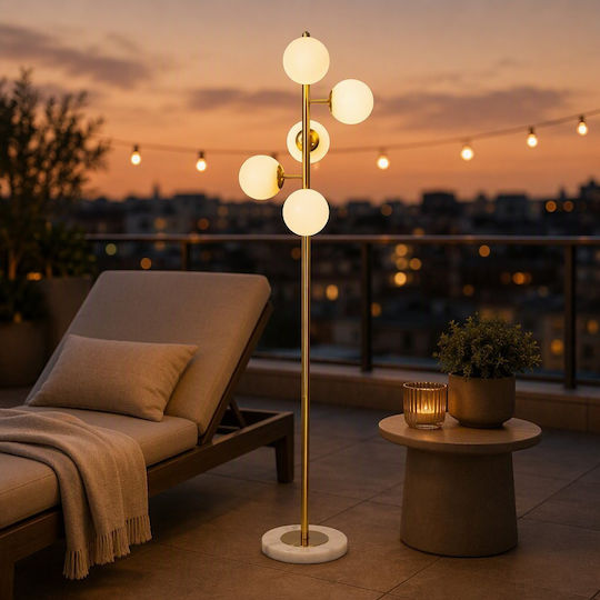 Floor Lamp H150xW30cm with Lamp Bulb Base for E27 Gold