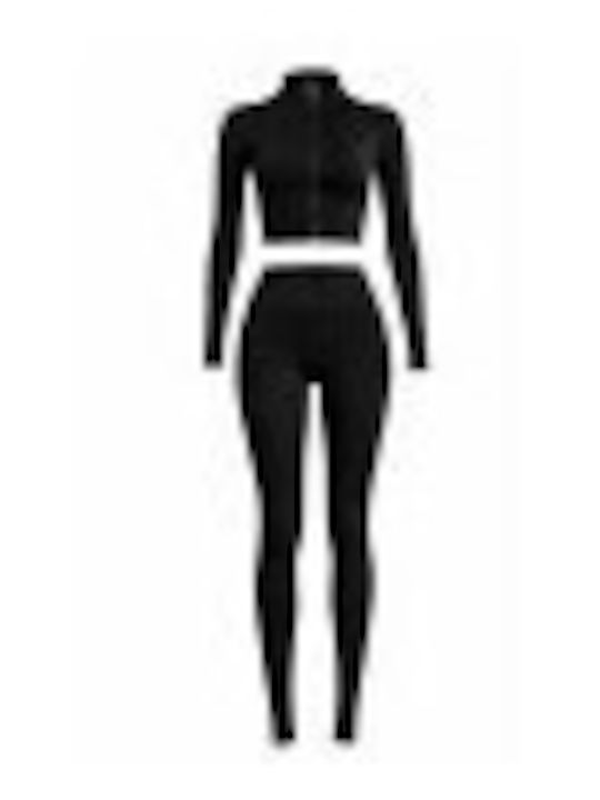 Training Women's Set with Cropped High Waist Black Leggings