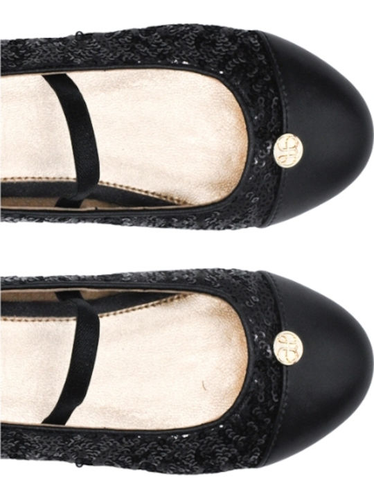 Kinder Pumps & Ballerinas mit Bügel- und Schleifenverschluss Leder Schwarz