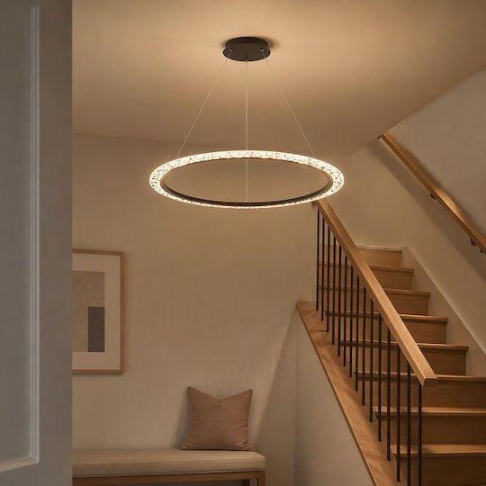 Verstellbare Deckenleuchte Schwarz LED mit Warmweißem Licht mit Kristallen 60x60cm PA-208-Schwarz