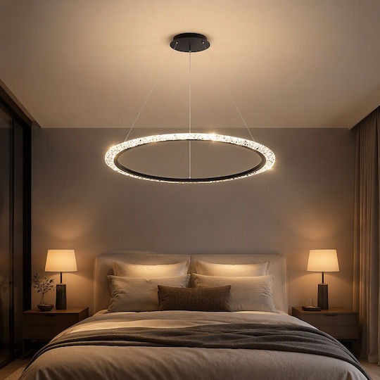 Verstellbare Deckenleuchte Schwarz LED mit Warmweißem Licht mit Kristallen 60x60cm PA-208-Schwarz