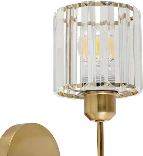 Artekko Wall Lamp with E14 Bulb Base Gold 22x22x28cm Artekko Wall Lamp with E14 Bulb Base Gold 22x22x28cm