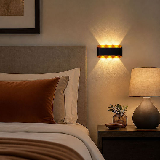 Lampă de perete LED neagră 10x18x18cm