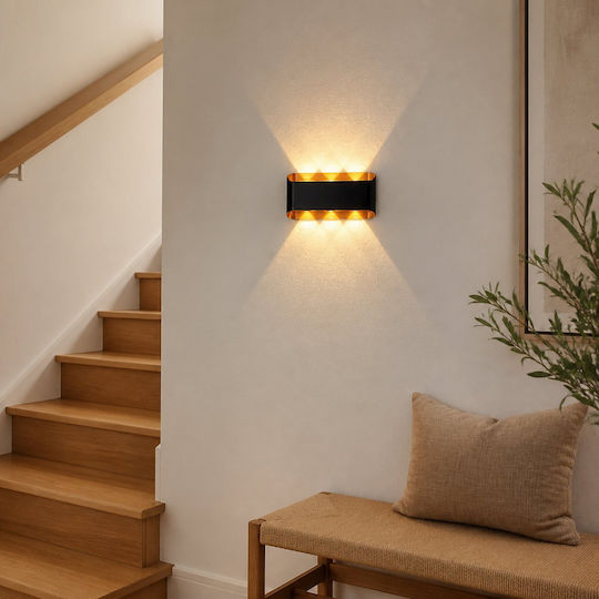 Corp de iluminat de perete modern cu LED integrat și lumină alb cald negru 10x18x18cm