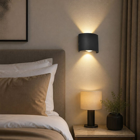 Lampă de Perete cu LED Integrat și Lumină Alb Cald Negru 8x8x35cm