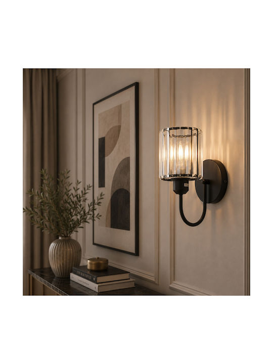 Artekko Wall Lamp with E14 Lamp Bulb Base Black 14x14x20cm