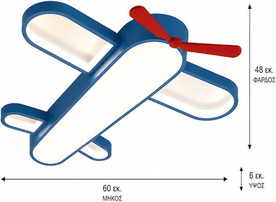 Einfaches Licht Kinderzimmer-Deckenleuchte aus Kunststoff 45W mit Lampensockelgröße E27 Blau 60cm