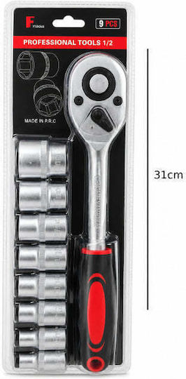 Ratschen- und Steckschlüssel-Set 1/2" 9 Stück
