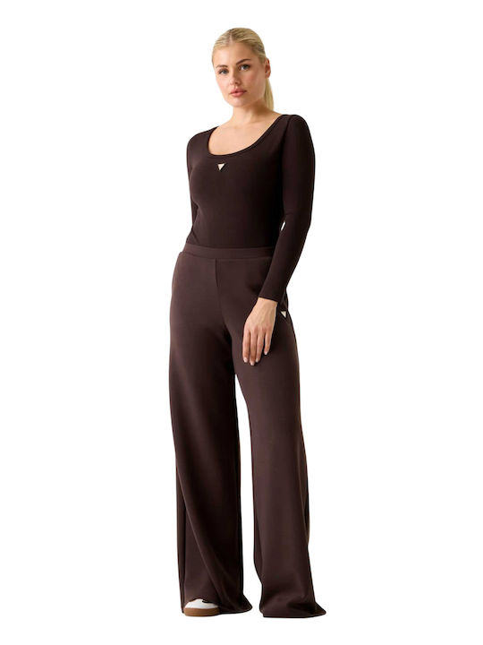 Guess Athleisure W Colette Ls Bodysuit V4yp07j1314-a10k Brown