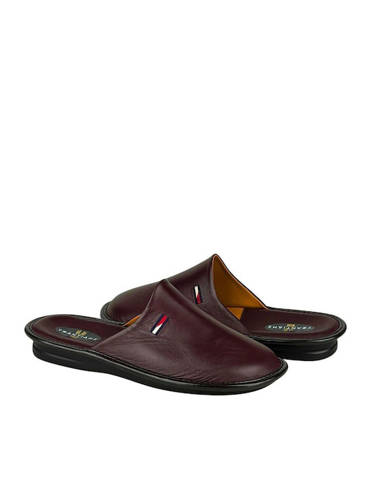 Leder Herren Hausschuhe Burgundisch