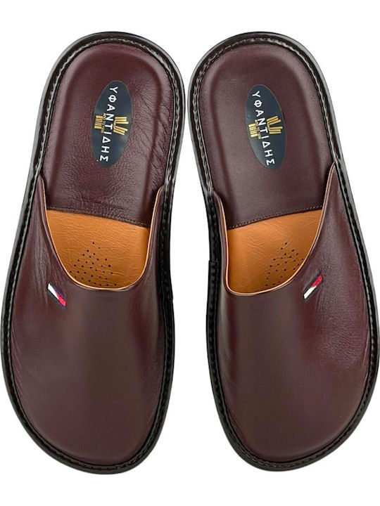 Leder Herren Hausschuhe Burgundisch