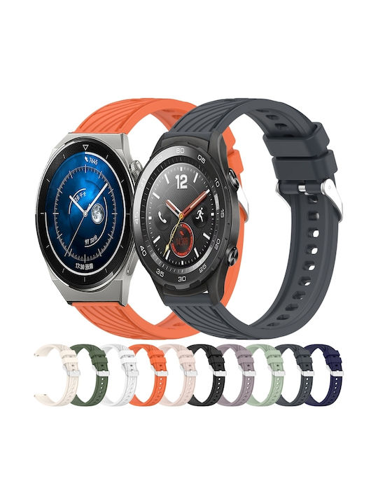 Huawei Watch 2 Каишка с райе текстура 20mm силиконова за часовник тъмносивa