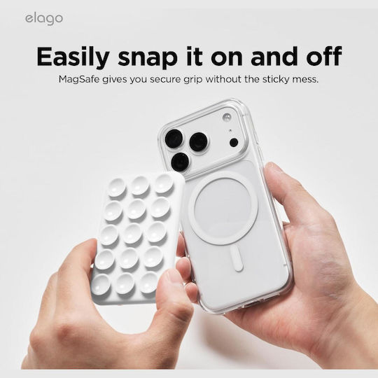 Elago Phone Mount Cell Phone Smartphones Magsafe & Silicone Suction Cup White Emssuction-wh