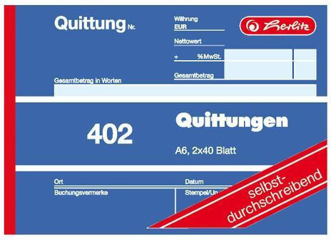Herlitz Herlitz Buchhaltungsformulare Quittungen Blöcke 40 Blätter