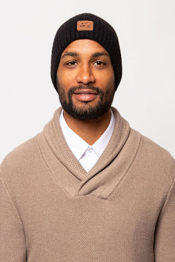 Beanie Căciulă Pentru Bărbați Tricotată În Culoare Neagră