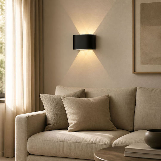 Lampă de perete LED Neagră 12x8x4 cm