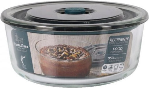 Santa Clara Vas De Gătit Rezistent La Căldură Rotund Din Sticlă Cu Capac 15.6x15.6cm