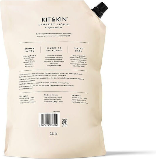 Kit & Kin Detergent Lichid Concentrat pentru Haine Delicate 1lt (25 Măsuri)