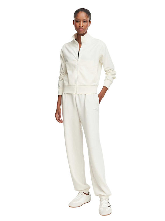 Athleisure W Damen Strickjacke mit Reissverschluss Creme