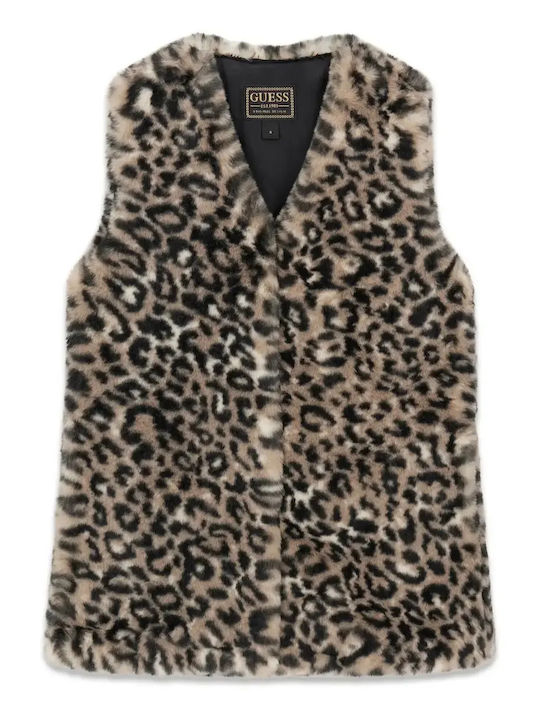 Kinderweste Pelzig Leo-Print