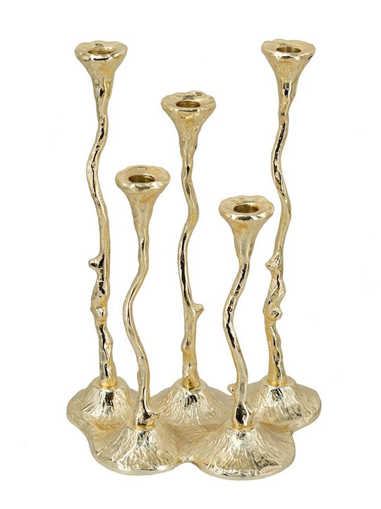 Artekko Noble Kerzenhalter Aus Metall In Gold Farbe 25x36x17cm