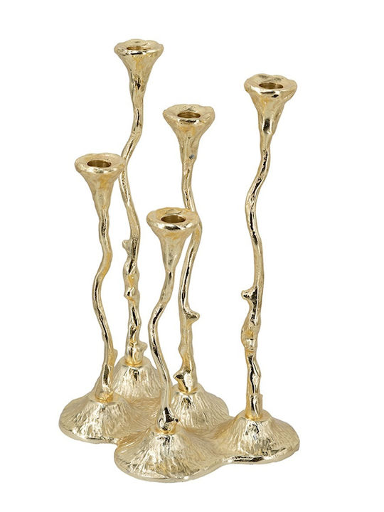 Artekko Noble Kerzenhalter Aus Metall In Gold Farbe 25x36x17cm