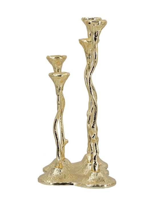 Artekko Noble Kerzenhalter Aus Metall In Gold Farbe 25x36x17cm