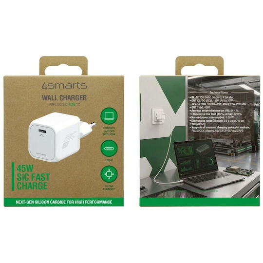 4Smarts 4Smarts Handyladegerät Ohne Kabel Mit USB-C Ausgangsanschluss 45W Weiß (PDPlug)