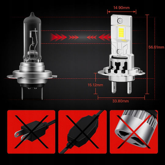 H7 LED Lights LED Canbus 2 Pieces 100W 22000 Lm 6500K