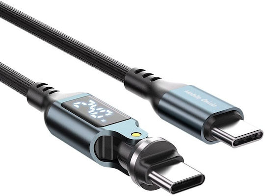 Mobile Origin Winkel (90°) / Geflochtenes / LED USB 2.0 Kabel USB-C männlich - USB-C 240W PD Grau 1m MO-DRC-S-CB16