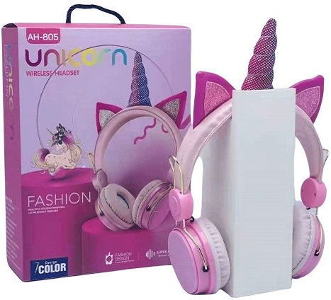 AH805 Unicorn Kabellos / Kabelgebunden Kinder Am Ohr Kopfhörer mit Radio mit 18 Stunden Betriebszeit Rosa