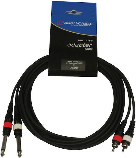 Accu-Cable Кабел 2x 6,3 мм мъжки - RCA мъжки 3м (AC-2R-2J6M/3)