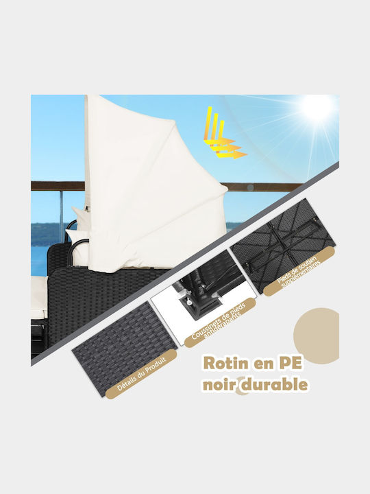 Single Rattan Bed with Pillow & Sun Shade White with Table 138x153x165cm Single Rattan Bed with Pillow & Sun Shade White with Table 138x153x165cm