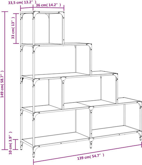 Bücherregal Schwarze Eiche 139x33.5x149cm