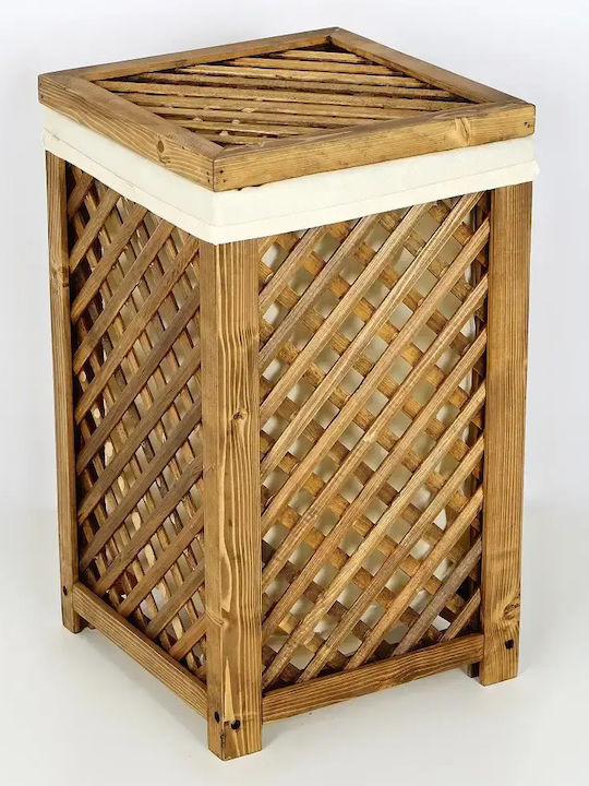 Coș de Rufe Din Lemn Cu Capac 35x35x57cm Maro