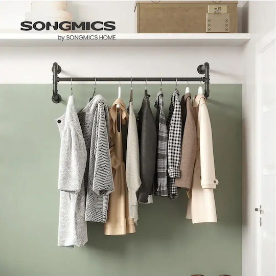 Songmics Agățătoare de Perete Metalică Neagră 110x30x29.5cm 2 Bucăți