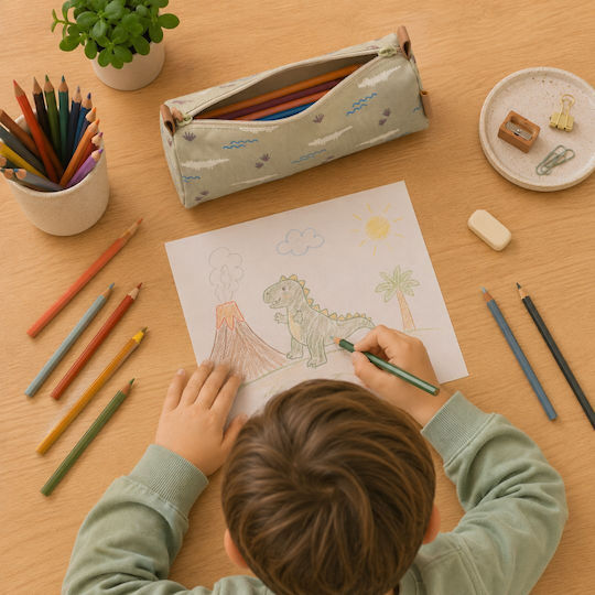 Fresk Crocodile Pencil Case Barrel Green