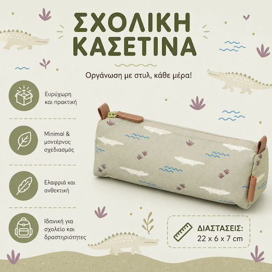 Fresk Crocodile Pencil Case Barrel Green