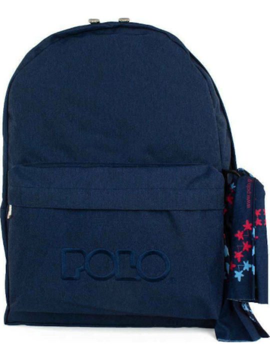 Polo Original Double Scarf School Backpack for Junior High-High School with Water Bottle Holder Dark Blue 27L 30 x 24 x 42cm 2026