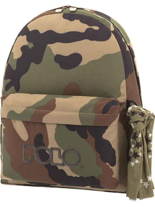 Polo Original Scarf Σχολική Τσάντα Πλάτης Γυμνασίου - Λυκείου με Θήκη για Παγούρι Army Χακί 20lt 30 x 21 x 42εκ