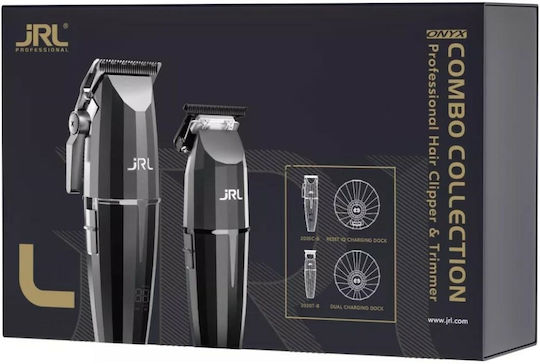 jRL Onyx Комплект Акумулаторна Машинка за Подстригване Черна