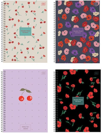 interDRUK Spiral School Notebook Ruled A4 60 Paper Sheets 2 Subjects Meadow (Various Designs)