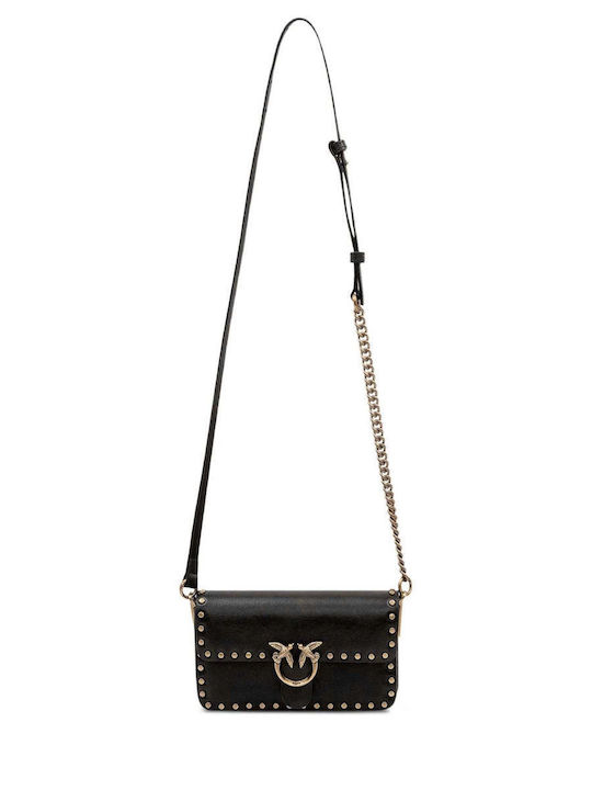 Love One Lederne Damen Schultertasche Schwarz