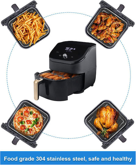 Set 3 grătare pentru Airfryer Zola din inox cu picioare 21 X 10 cm argintii