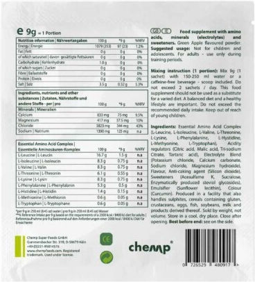 Chemp EAAs Електролити 9 гр Зелена ябълка