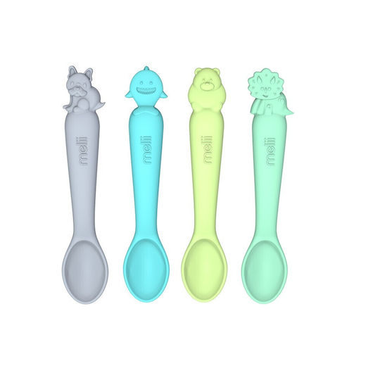 Melii Baby Löffel Set aus Silikon Blau 4 Stück