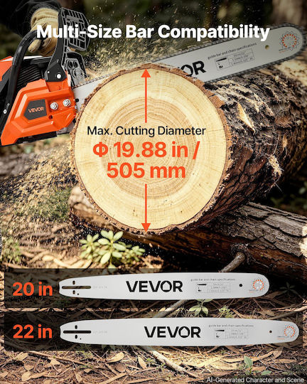 Vevor Gasoline Chainsaw 3.62hp 8.8kg with 50.8cm Blade