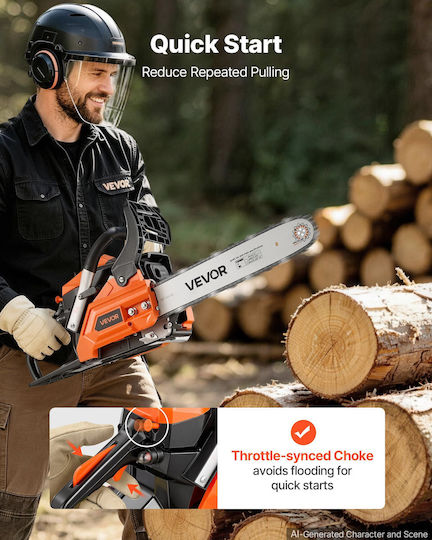 Vevor Gasoline Chainsaw 1.54hp 5.6kg with 35.56cm Blade