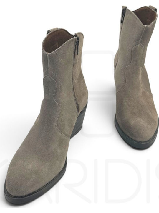 Wildleder Stiefeletten Damen Cowboy Braun