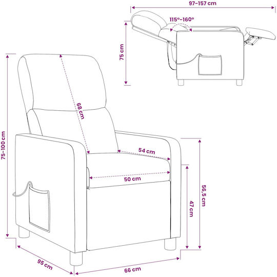 Relax Sessel Dunkelgrünes Stoff 66x95x100cm